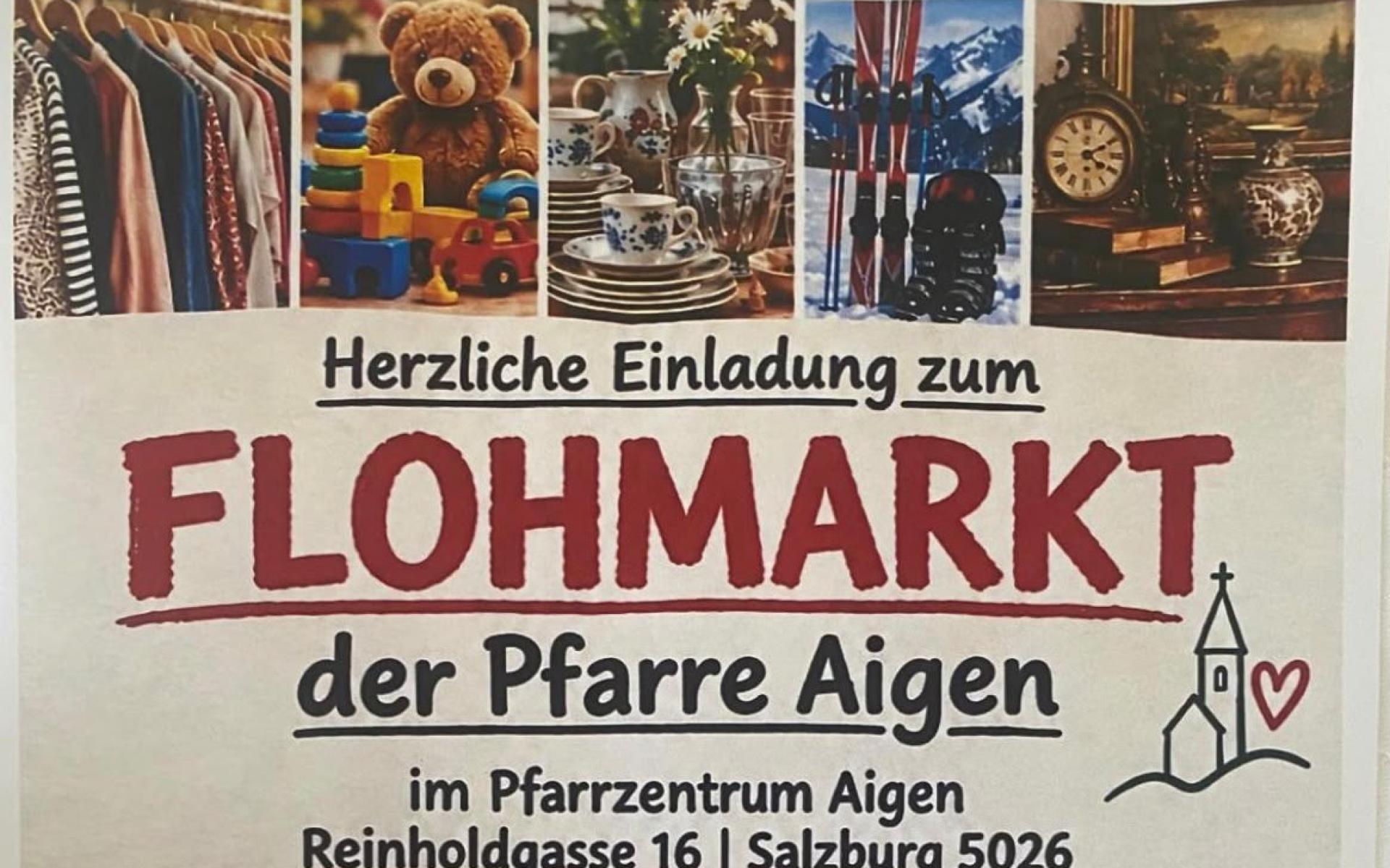 Einladung zum Flohmarkt am 7. November 2026 ab 9:00 Uhr im Pfarrzentrum Aigen